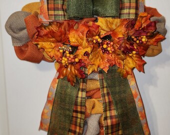 Fall multicolored burlap Cross