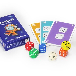Juegos educativos únicos de matemáticas para niños - Cartas y dados - Kazukee - Aprender aritmética de forma divertida - Tirar, girar, jugar y aprender - De 4 a 11 años