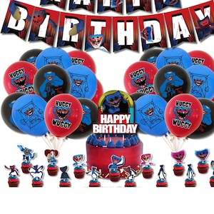 FREE SHIPPING Poppy PlayTime Happy Birthday Huggy Wuggy set Party , Backdrops and Backpack Huggy Wuggy , Kissy Missy and much more.