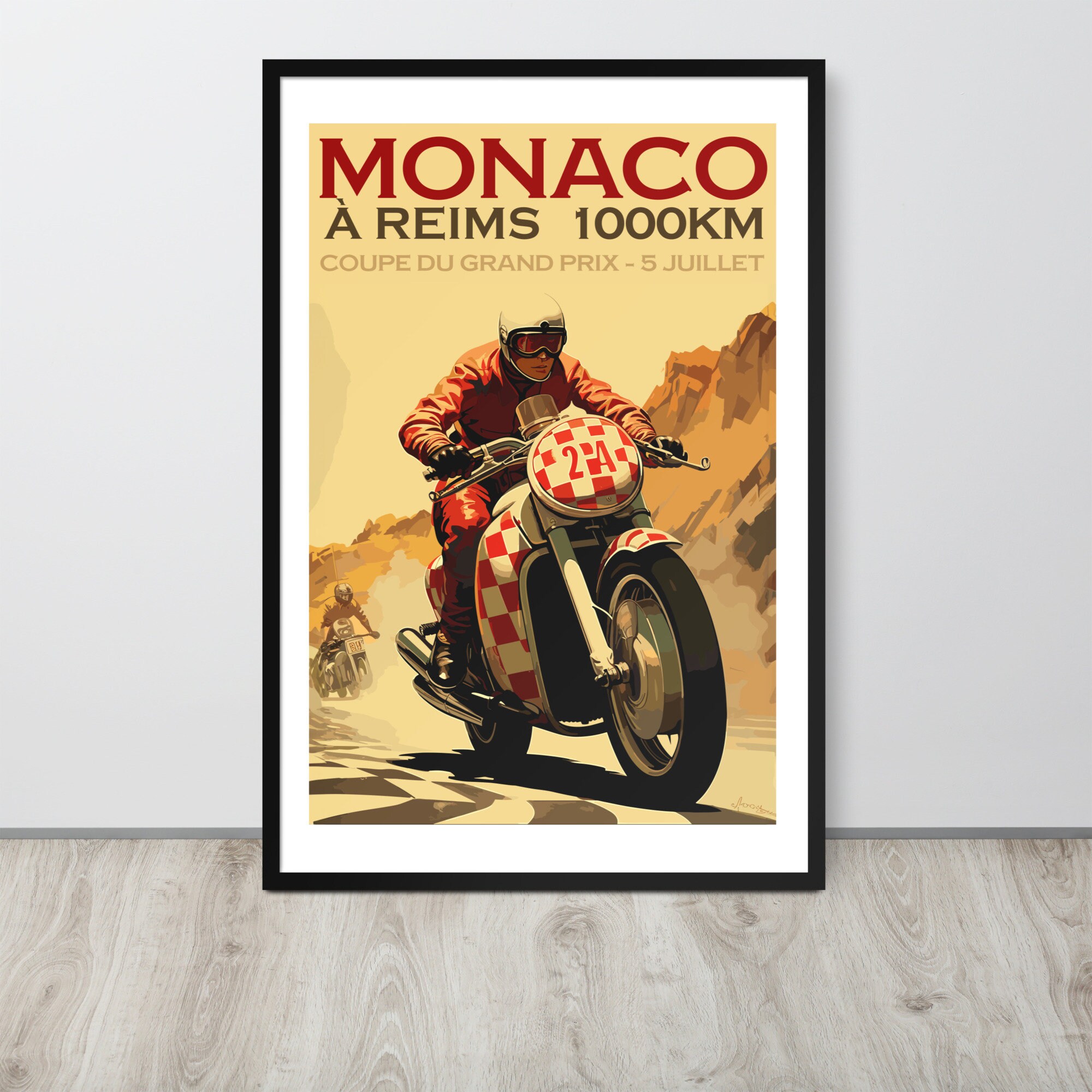 Monaco Framed Race Poster | Vintage Motorcycle Retro Wall
