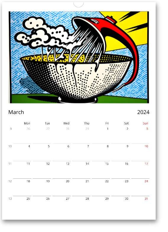 Europe / APAC Colander Calendar famous Artist Edition / Funny / Quirky / Christmas / Birthday