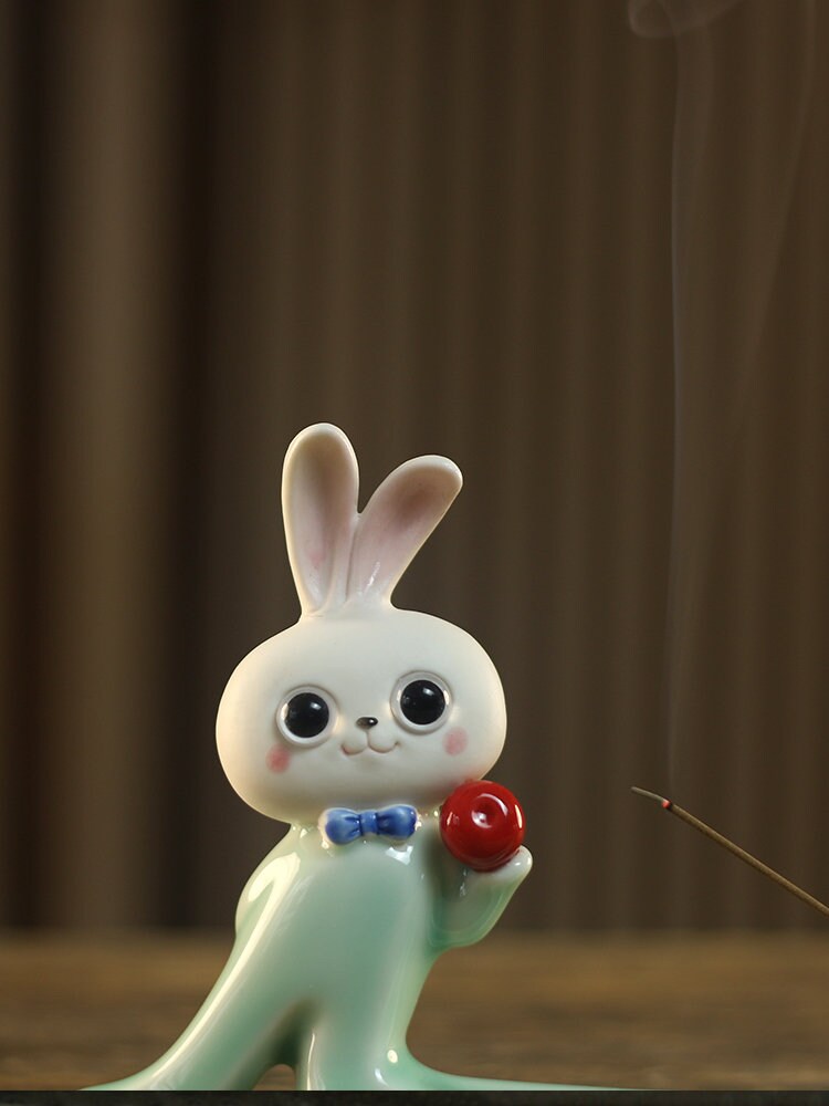 Ceramic Bunny Incense Holder Handmade Longleg Rabbit Incense