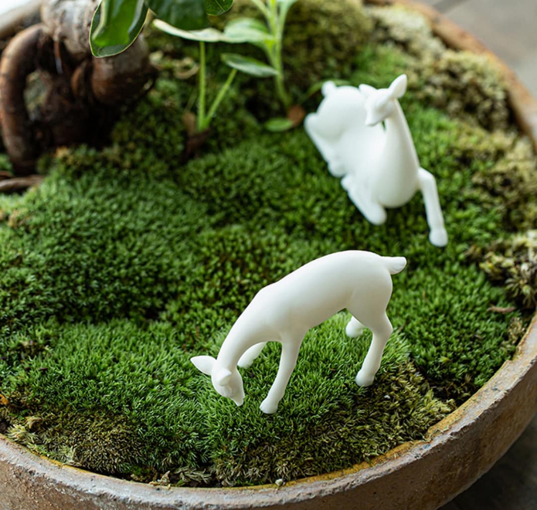 White Ceramic Deer Small Deer Figurine Ceramic Animal Miniature