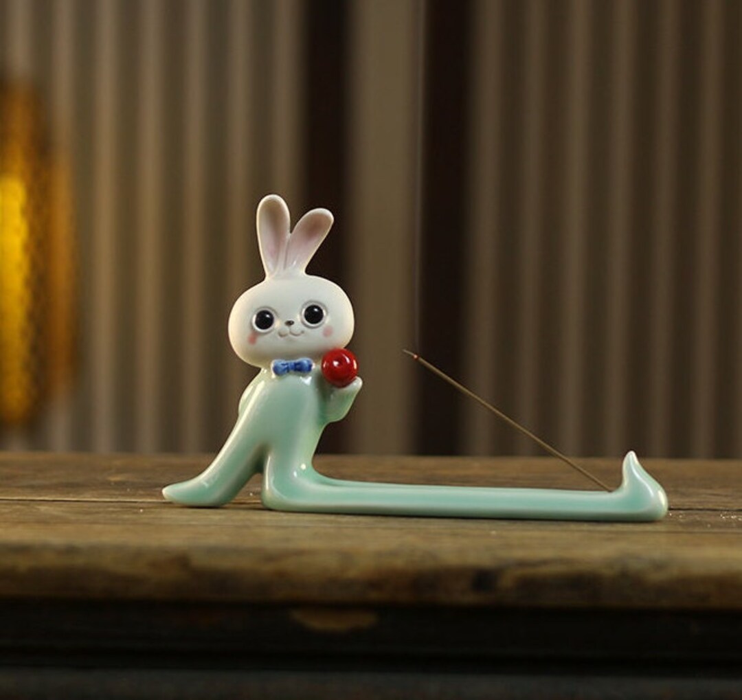 Ceramic Bunny Incense Holder Handmade Longleg Rabbit Incense