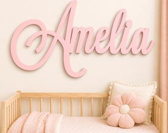 Personalized Wooden Name Sign for Nursery Wall Decor, Custom Kids Room Name Sign, Baby Bedroom Decor, Name Plaque, Handmade Nursery Sign