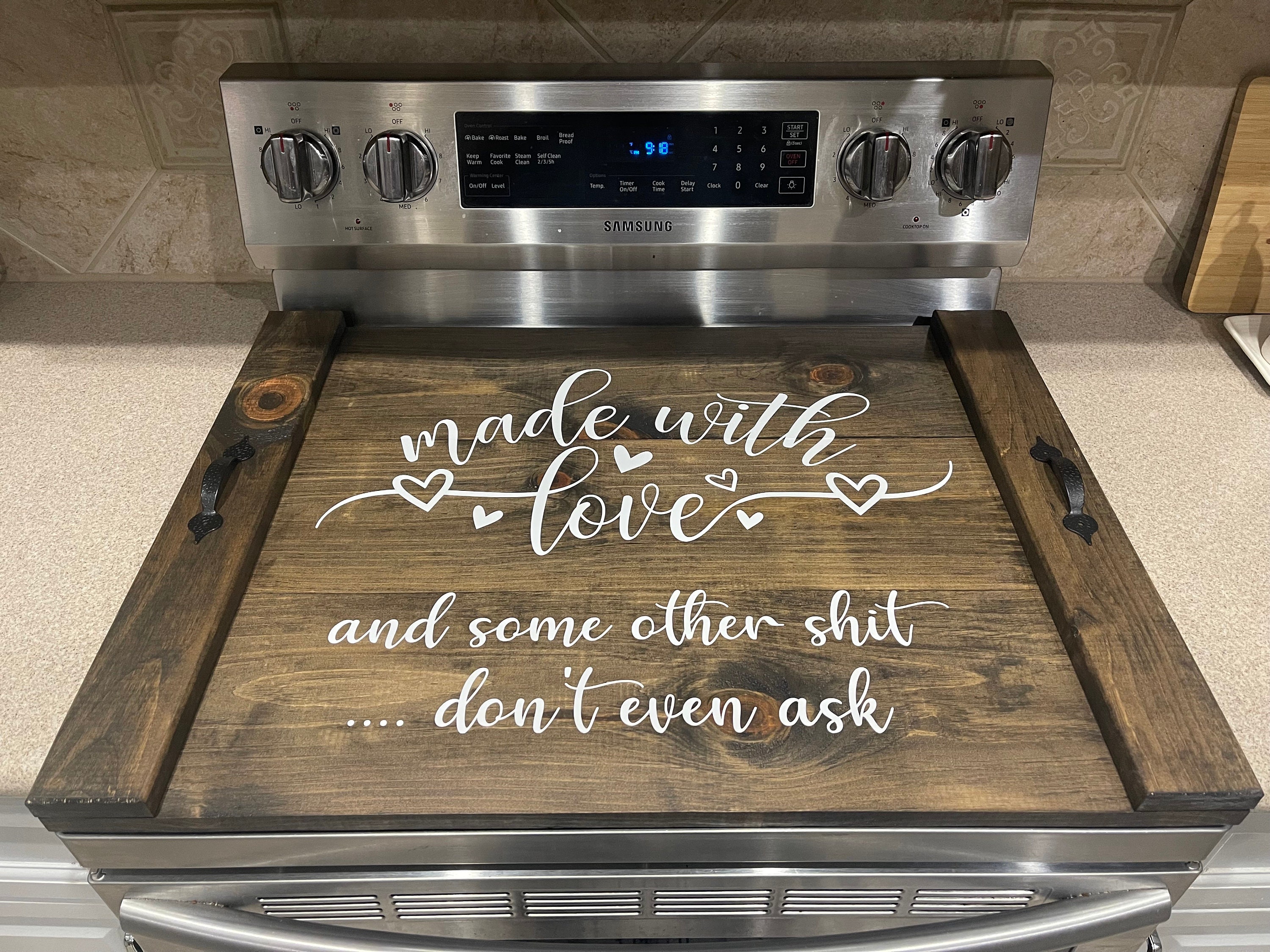 Personalized Stovetop Cover, Noodle Board, Stovetop Cutting Board, Wood  Cover for Gas or Electric Stove 