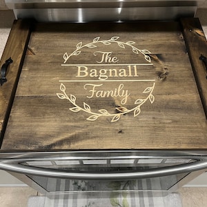 Custom stove cover for gas or electric stoves - Noodle board - Kitchen storage space - Christmas Gift - Wedding Gift - Family Name Decor