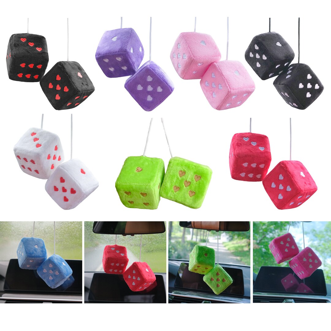 Fuzzy Dice Heart Car Charms Rear View Mirror Dice Fuzzy Dice Etsy