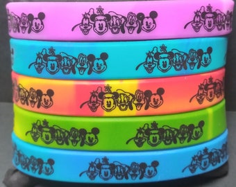 SBWD15a Disney's Fab Five Silicone Bracelet Disney Inspired Bright Colors Printed Silicone Bracelet
