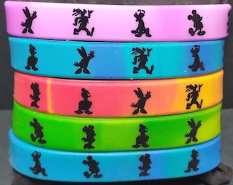 SBWD11a Mickey Mouse & Friends Silhouette Silicone Bracelet Disney Inspired Bright Colors Printed Silicone Bracelet