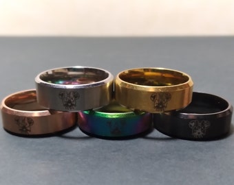 SS8DR2 Minnie Mouse Couples Matching Love Ring for Her Etched Titanium Stainless Steel Disney Inspired Ring