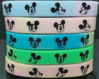 SBWD1 Mickey Mouse Silicone Bracelet Disney Inspired Glow in the Dark Printed Silicone Bracelet