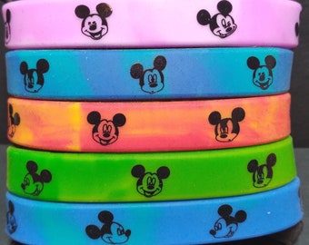 SBWD8a Mickey Mouse Silicone Bracelet Disney Inspired Bright Colors Printed Silicone Bracelet