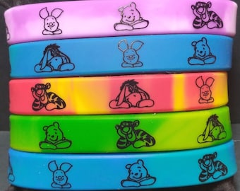 SBWD3a Pooh & Friends Silicone Bracelet Disney Inspired Bright Colors Printed Silicone Bracelet
