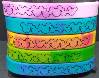 SBWD10a Mickey Mouse Logo Silicone Bracelet Disney Inspired Bright Colors Printed Silicone Bracelet