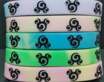 SBWD5 Mickey Mouse Tribal Silicone Bracelet Disney Inspired Glow in the Dark Printed Silicone Bracelet