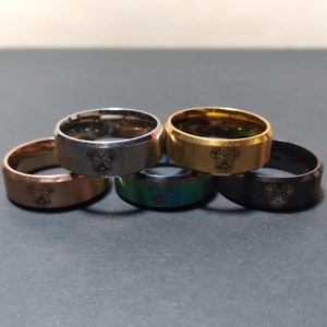 SS8DR1 Mickey Mouse Couples Matching Love Ring for Him Etched Titanium Stainless Steel Disney Inspired Ring