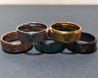 SS8DR1 Mickey Mouse Couples Matching Love Ring for Him Etched Titanium Stainless Steel Disney Inspired Ring