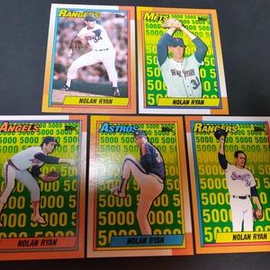 Rare 1990 Nolan Ryan Card Subset Topps 5000 Strikeouts Set # 1-5