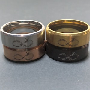 SS8DR6 Peter Pan &quot;Never Grow Up&quot; Ring Etched Titanium Stainless Steel Disney Inspired Ring