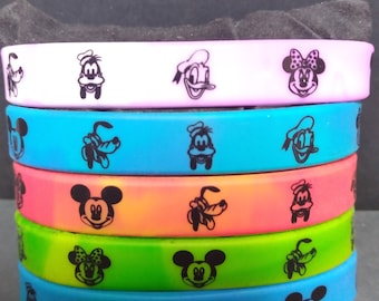 SBWD2a Disney's Fab Five Silicone Bracelet Disney Inspired Bright Colors Printed Silicone Bracelet