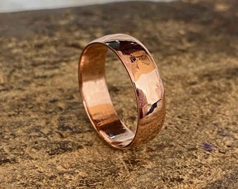 Handmade Pure Copper Wedding Band: Wide Minimalist Ring