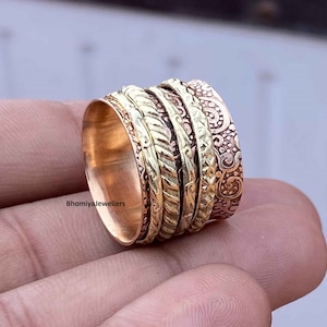 Handmade Copper Spinner Ring: Boho Fidget Anxiety Relief Band