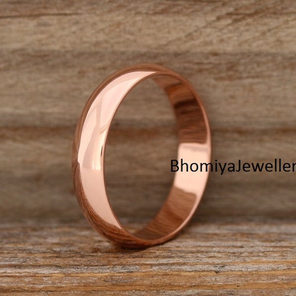 Copper Wedding Band, 100 % Pure Healing Copper Ring, Solid Pure Copper Ring, Copper Wood Ring, Plain Copper Jewelry, Cocobolo Ring, Gift her