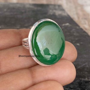 Green Onyx Sterling Silver Ring: Handmade Boho Gemstone Jewelry