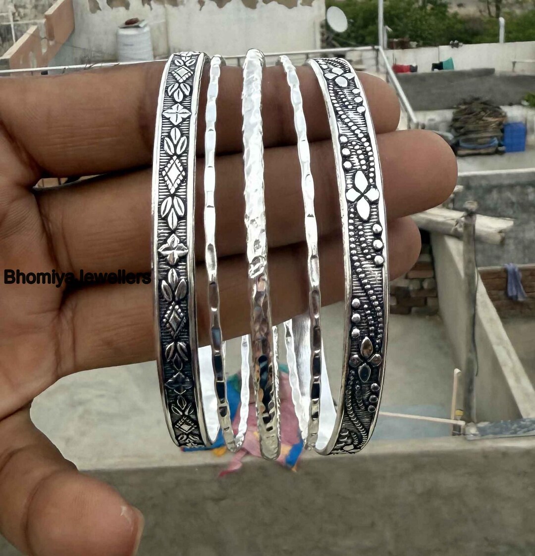 Set of 5 Bangle, 925 Sterling Silver Bangle, Handmade Jewelry