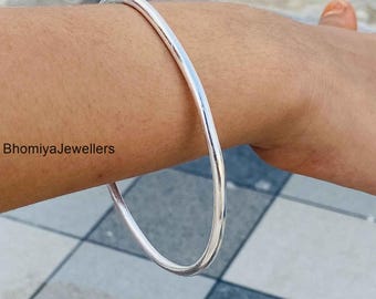 Handmade Sterling Silver Twist Bangle: Chunky Stackable Bracelet