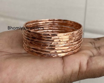 Pure Copper Bangle Set Of Solid Copper Bangle, Hammered Bangle,  pure Handmade copper Jewelry, free shipping Gift for Her best friends