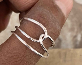 Chunky Sterling Silver Knot Ring: Handmade Weaved Statement Jewelry