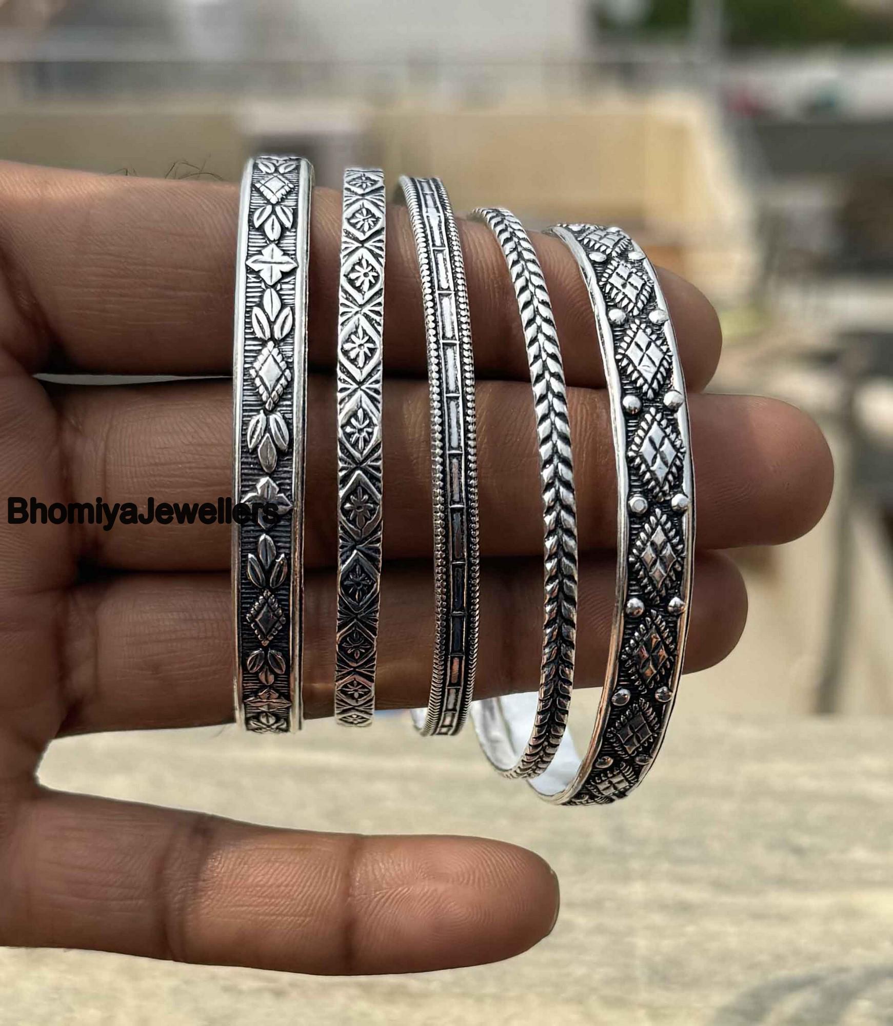 925 Sterling Silver Bangle, Statement Bangle, Set of 5 Bangle