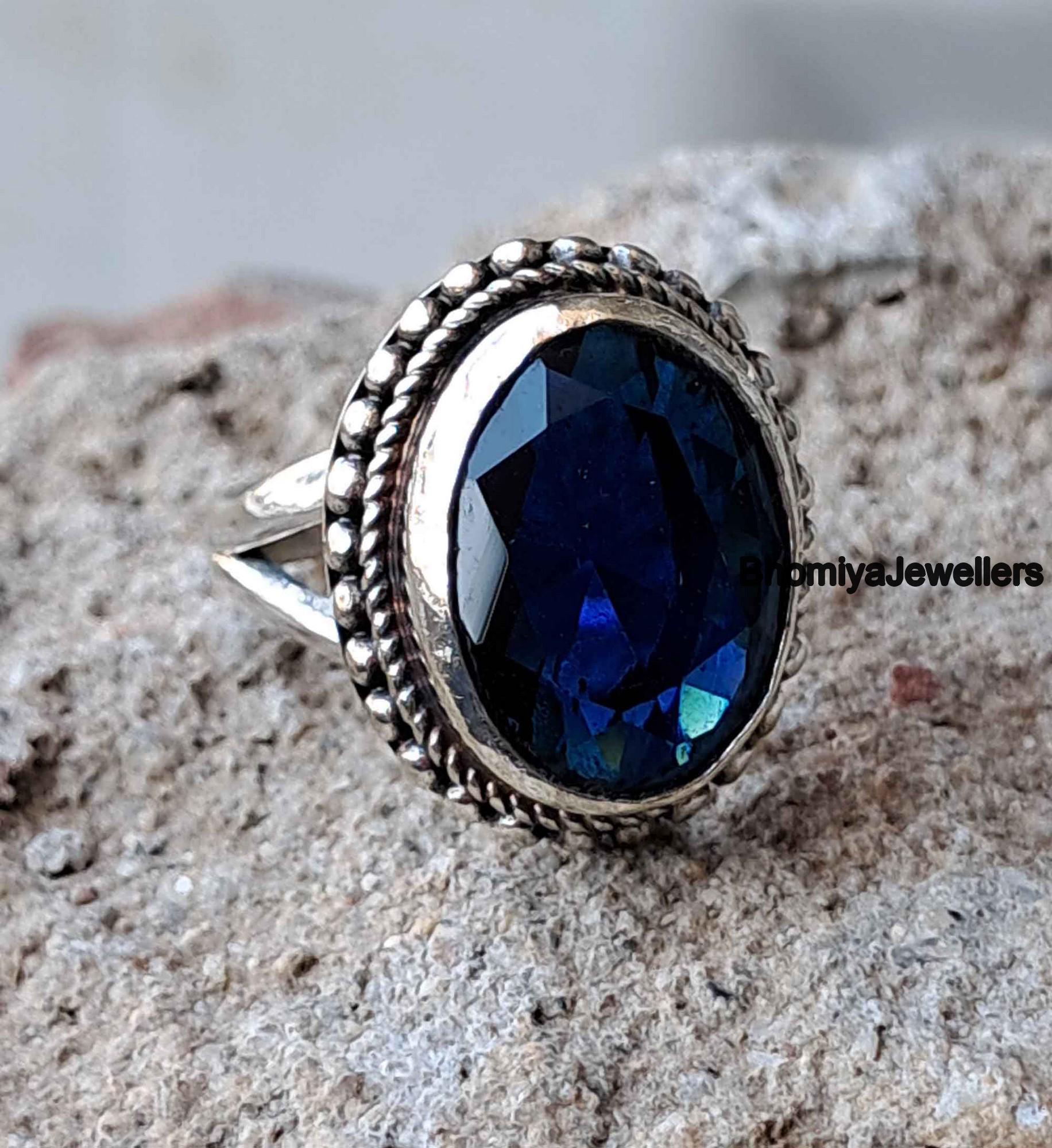 Dainty Oval Blue Sapphire Ring: 925 Sterling Silver, Handmade - Etsy