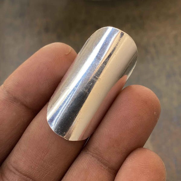 Sterling Silver Long Statement Ring, Chunky Cigar Band