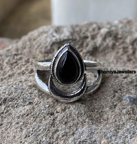 Argent 925 Bague Tourmaline Noire Femme Bague Tourmaline Noire Et