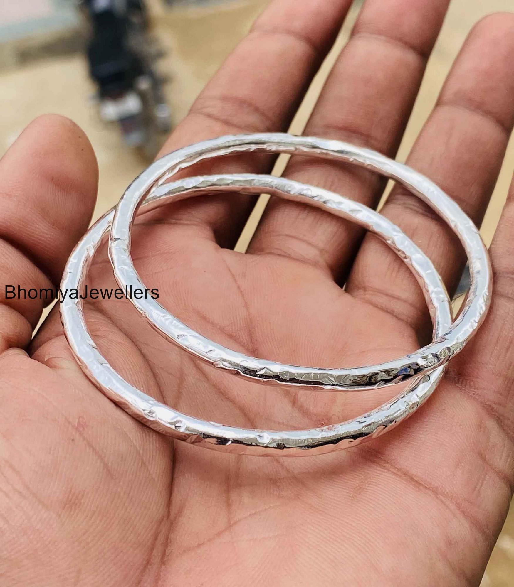 アクセサリー big hand silver bangle stamped handmade Handmade Thick Sterling Silver Bangle: Chunky Boho Stackable