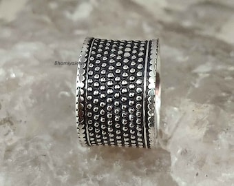 Sterling Silver Wide Band Ring: Boho Thumb Ring