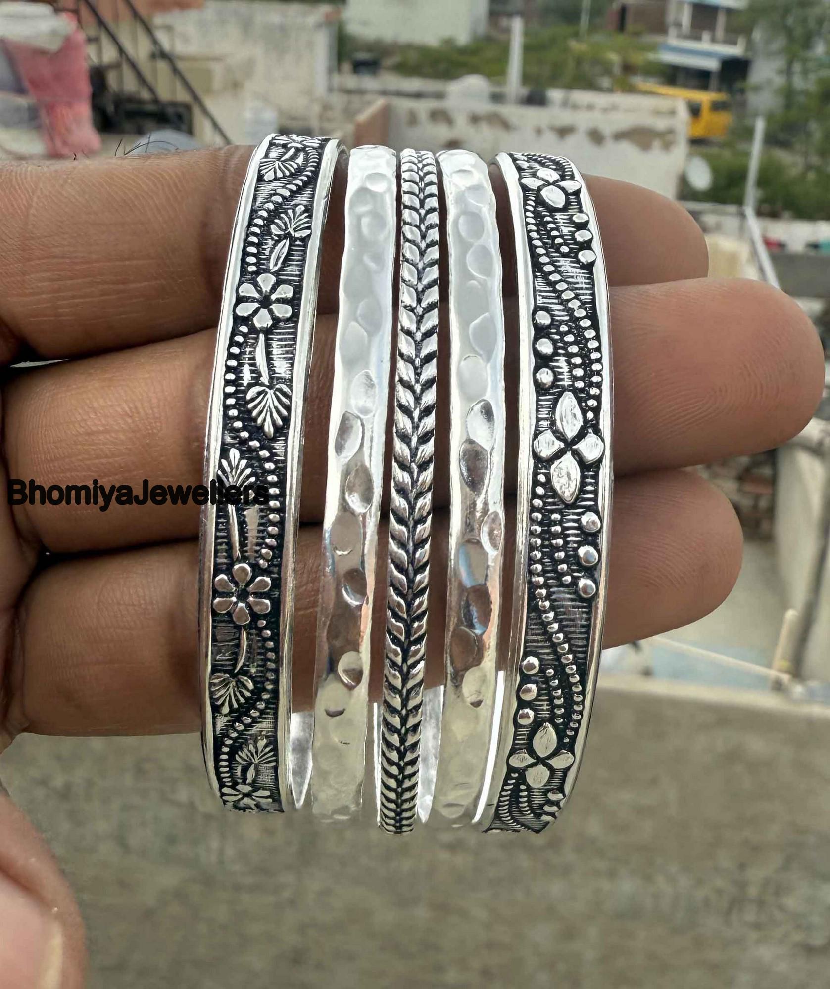 Handmade Sterling Silver Bangle Set: Boho Hippie Jewelry - Etsy