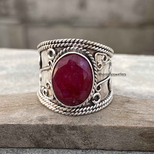 Bague en argent sterling avec rubis : bijoux de méditation de créateur faits main