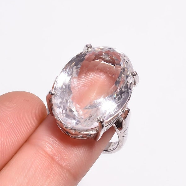 925 Sterling Silver-Handmade Ring-Promise Ring-Statement Ring-Meditation Ring-Herkimer Diamond Ring-Zircon Herkimer Diamond Ring-Gift her