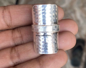 Long Statement Ring, 925 Sterling Silver Ring,  Large Ring, Full Finger, Big, Chunky Cigar Cuff Tube, Bohemian Jewelry, Handmade Ring, Gifts