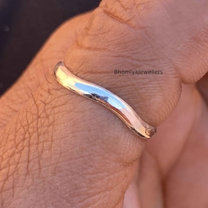 Hallmarked 925 Sterling Silver Wavy Thumb Ring: Boho Hippie Band