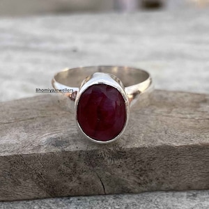 Ruby Gemstone Ring, 925 Sterling Silver Ring, Woman Ring, Oval Shape Ring, Dainty Ring, Wedding Ring, Anniversary Ring, Bohemian Ring, Gift
