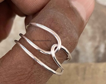Sterling Silver Big Knot Ring - Handmade Wire Thumb Ring