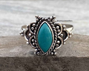Turquoise Ring, 925 Sterling Silver Ring, Statement Ring, Anniversary Ring, Handmade Jewelry, Handmade Ring, Marquise Gemstone Ring, Gifts
