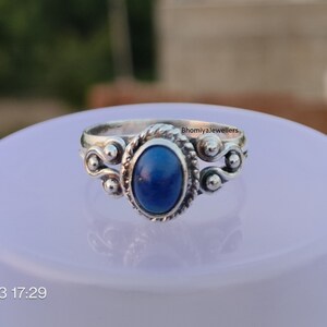Handmade Lapis Lazuli Ring: 925 Sterling Silver Boho Ring