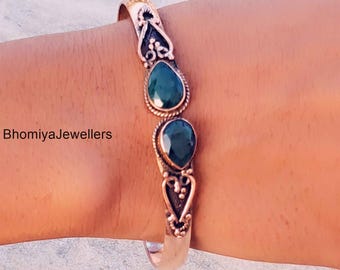 Emerald Gemstone Bangle, Copper Bangle, Adjustable Bangle, Engagement Bangle, Woman Jewelry , Pear Shape Bangle, Woman Copper Bangle, Gift