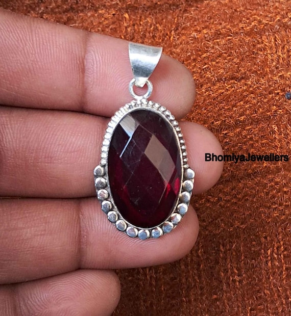 GERMANY ヴィンテージ ボヘミアン ガーネット 925シルバー ペンダント